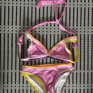 Pink and Yellow Kids Swim Bikini